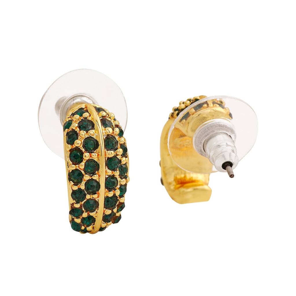 Estele Gold Plated Green Candy Crystal Stud Earrings For Women : 766706GNER