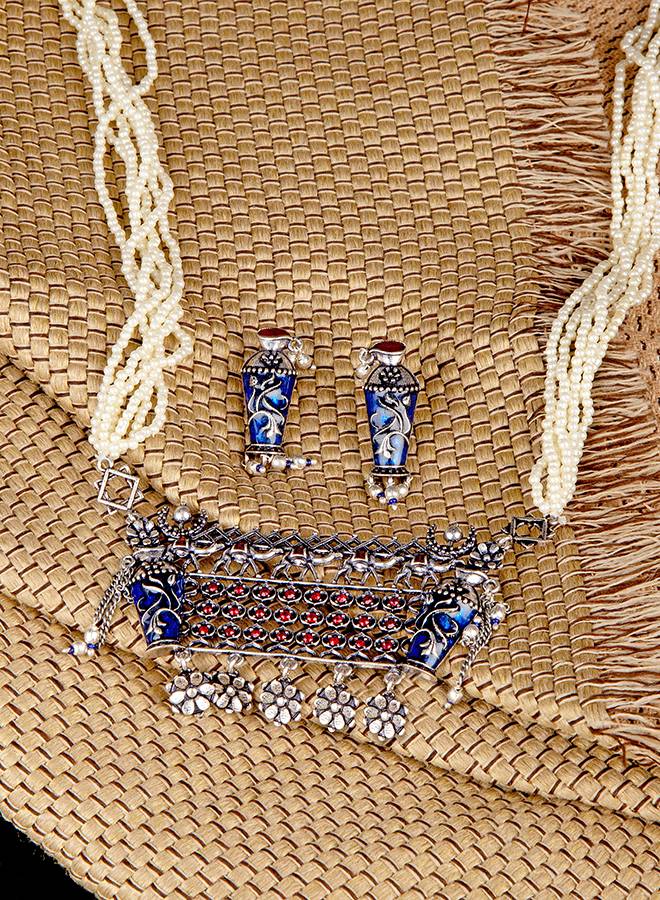 Arabian Nights Antique Round Brass Jewellery Set : 8905124423853