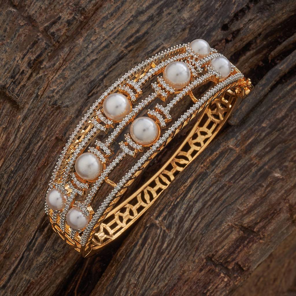 Kushal'S Fashion Jewellery White Rhodium-Plated Party Zircon Kada-184449 : 440507