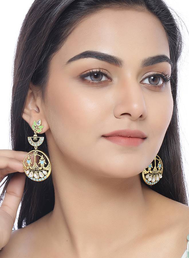 Gwalior Filigree Design Round Drop Earrings : 8905124047004