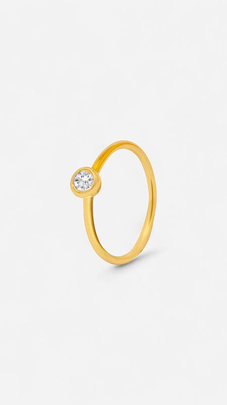 Trisu 925 Sterling Silver Gold Plated Cubic Zirconia Studded Vermeil Solitaire Finger Ring : TSRI-BAL-16-18G-2032