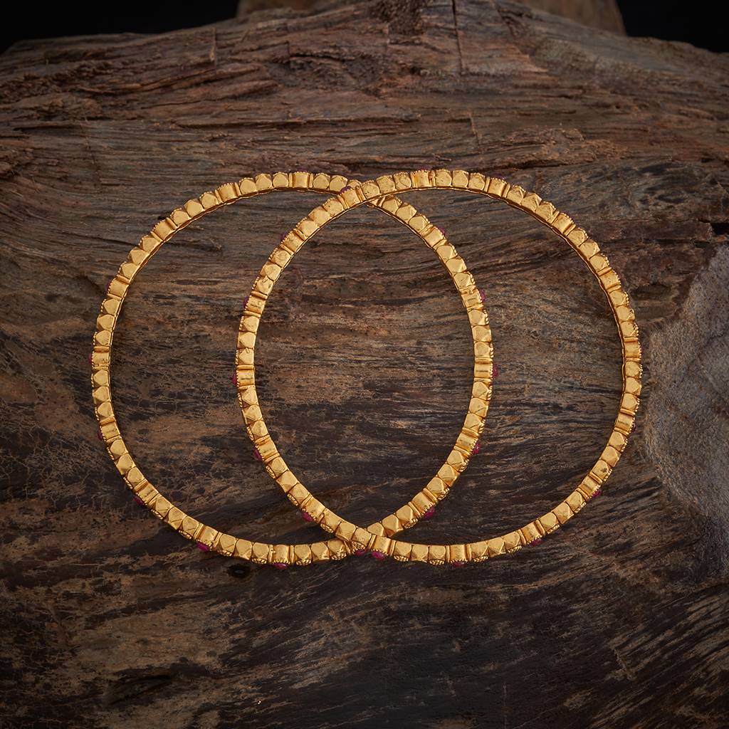 Kushal'S Fashion Jewellery Ruby Gold-Plated Ethnic Antique Bangle-182606 : 436006