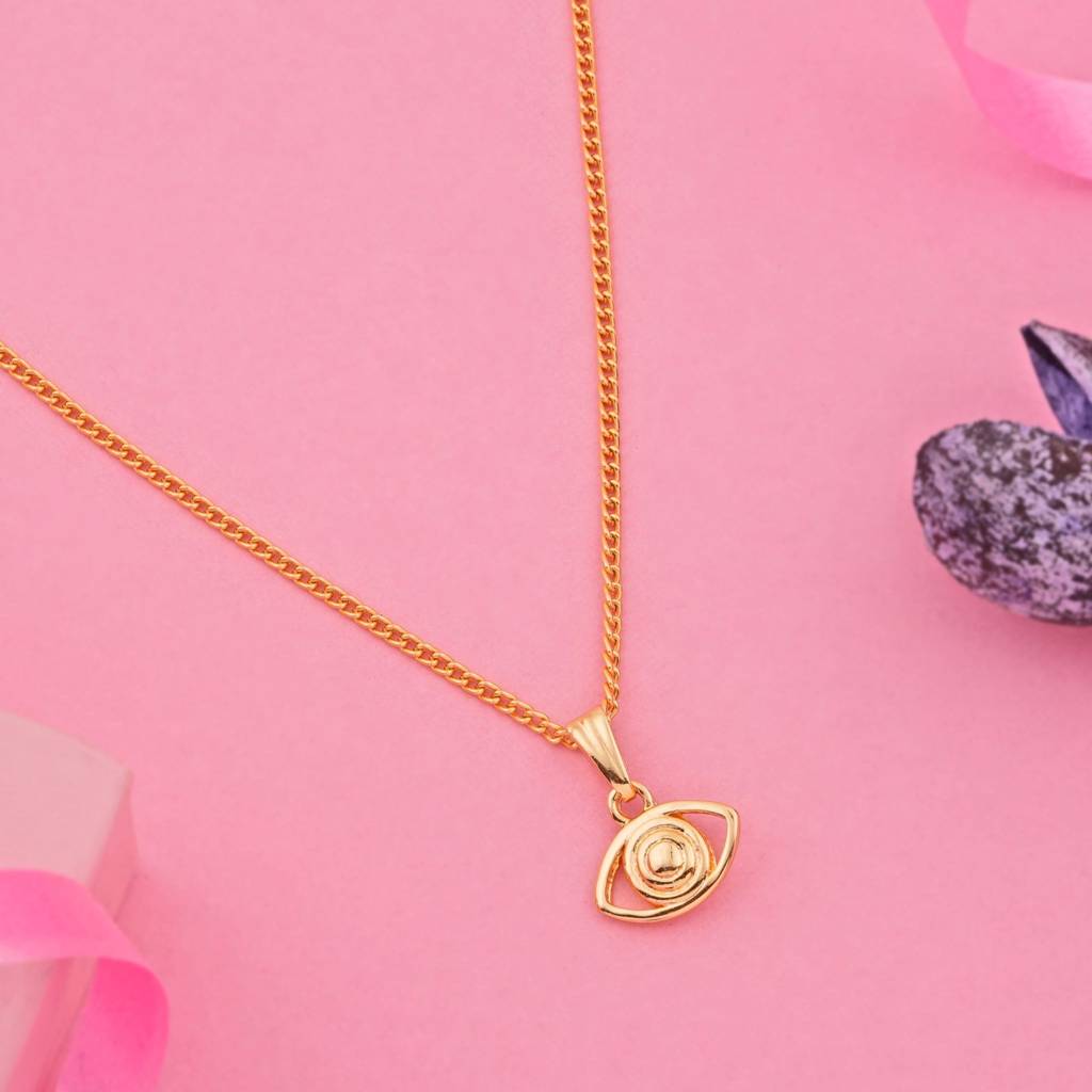 Estele Gold Plated Evil Eye Charm Pendant Locket For Women Alloy Gold