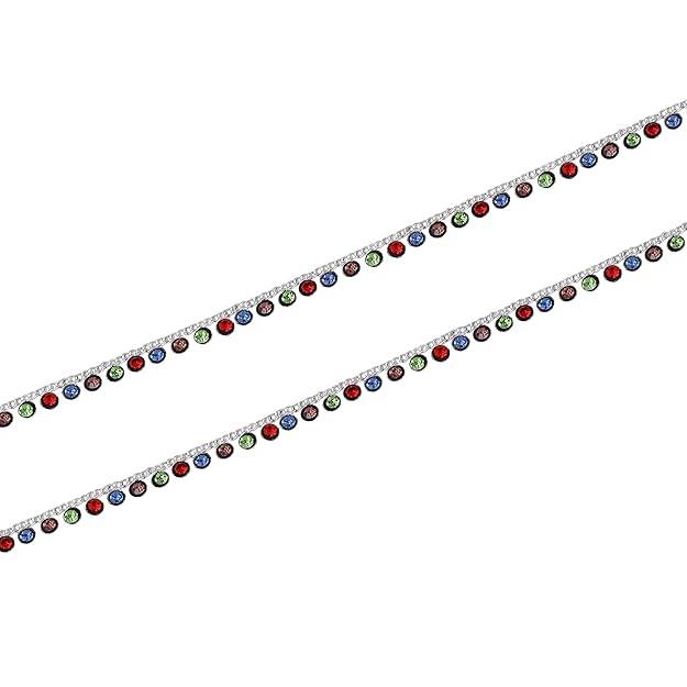 Fashion Jewelry Anklets For Women: Rhodium Plated Rainbow Bliss: Colorful Crystals Enhanced Lightweight A : OSAK007-IRMCANKLET