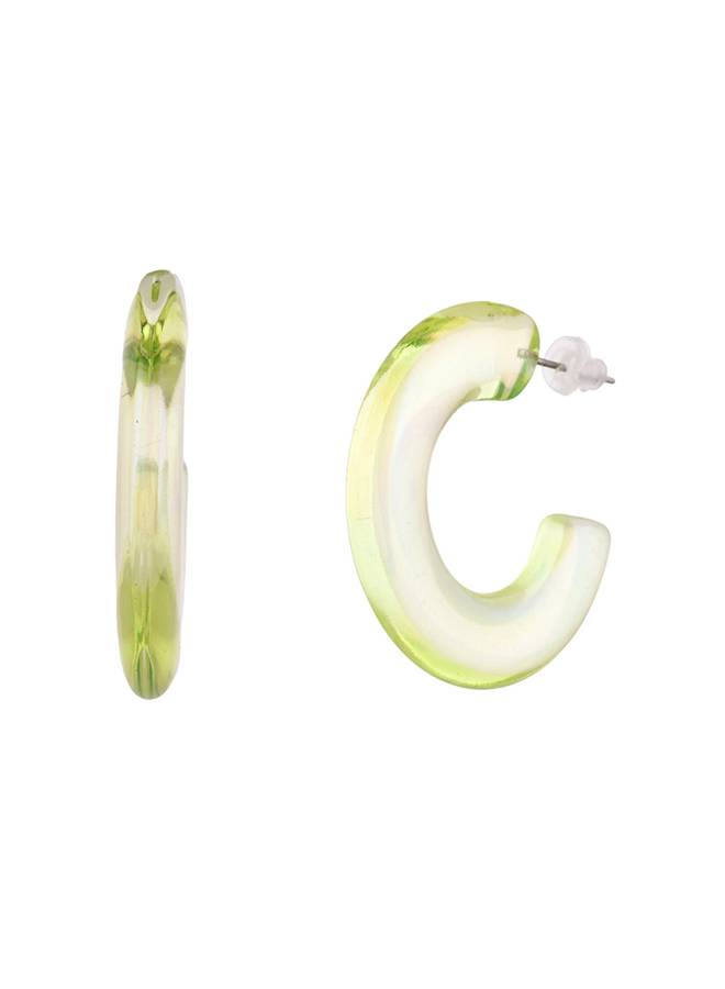 Resin Green Gradient Hoop Earrings : 8905124526097