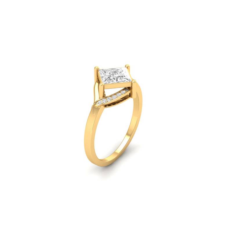 Classic Princess Cut Moissanite Ring 14K Gold Plated With Gra Certificate : TGDR-56