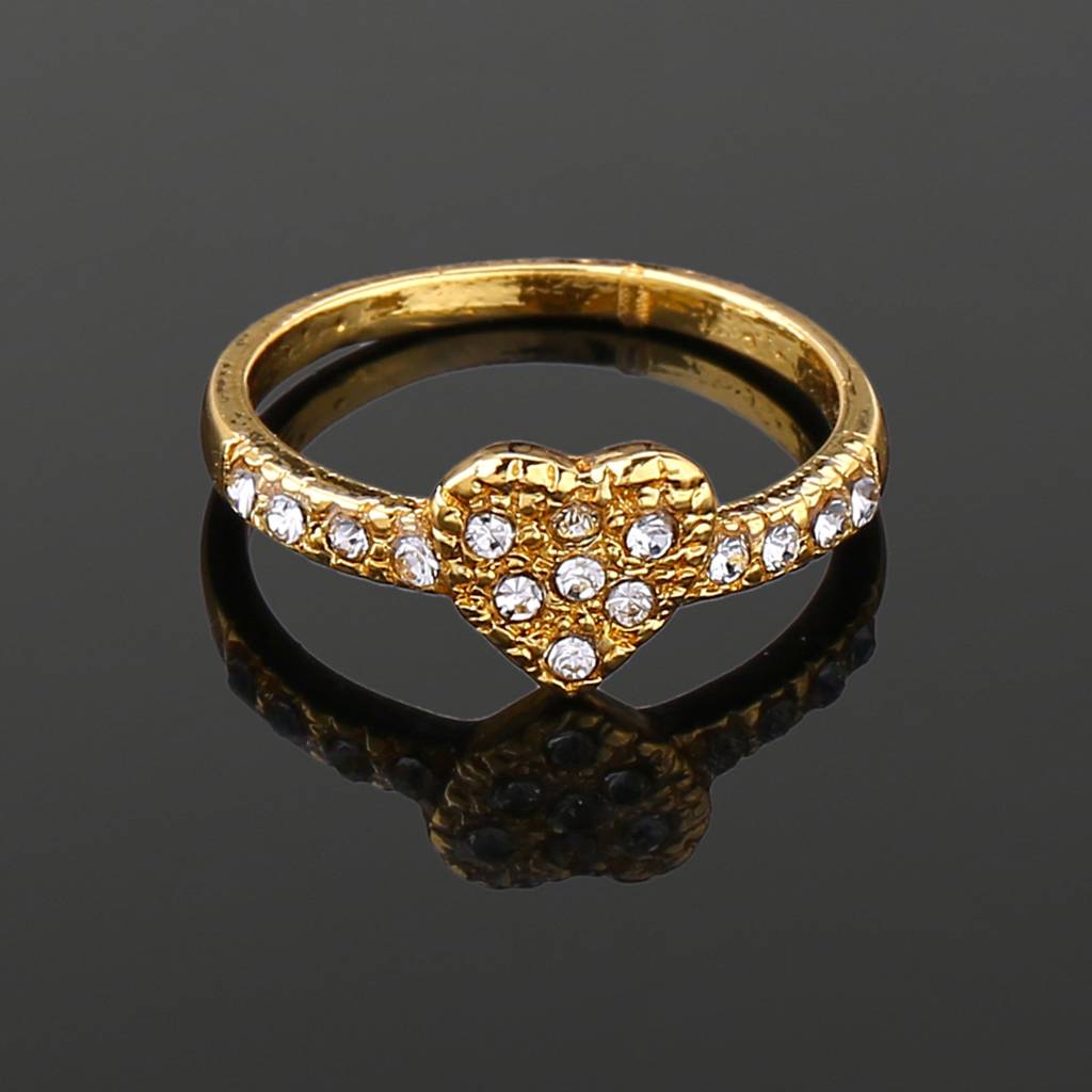 Estele Gold Plated Adorable Heart Shaped Finger Ring With Crystals For Women : 488RING