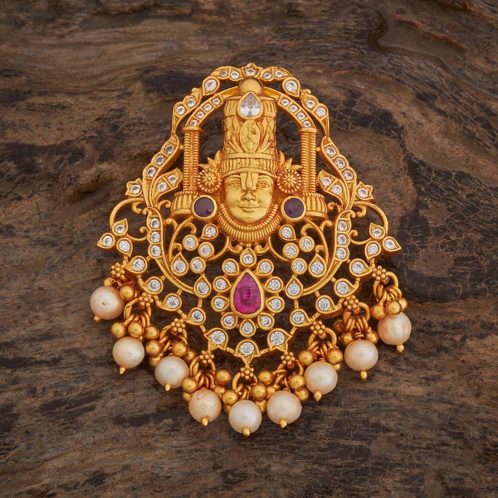 Kushal'S Fashion Jewellery Gold-Plated Ethnic 92.5 Pure Silver Temple Pendants-178060 : 426598
