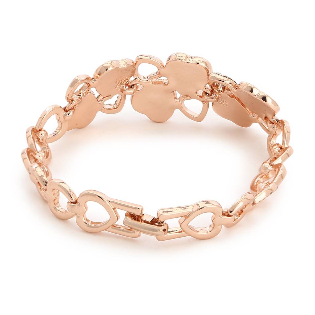 Estele Rosegold Plated Heart Designer Bracelet With Enamel & Austrian Crystals For Women : 101901BR
