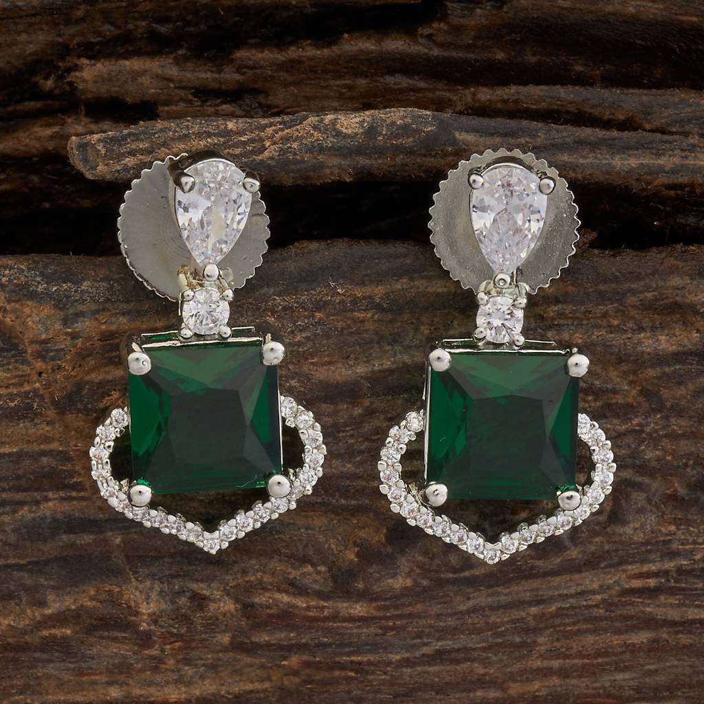Kushal'S Fashion Jewellery Rhodium Plated Party Wear Zircon Earring-173420 : 416410