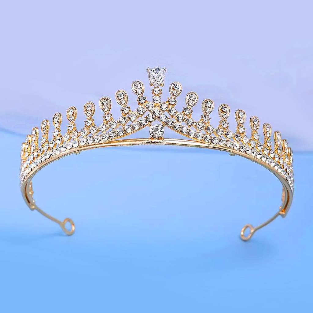 Cubic Zirconia Studded Princess Tiara Crown For Girls Women Birthday Gift Hair Accessories-Px9Cw06 : PX9CW06G