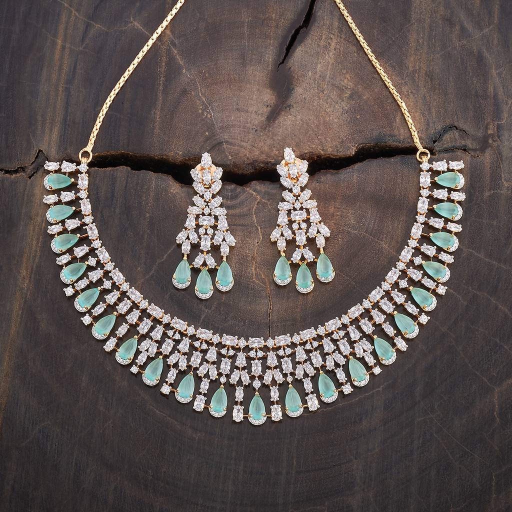 Kushal'S Fashion Jewellery Rhodium-Plated Ruby & Cubic Zirconia Studded Jewellery Set-177111 : 424569