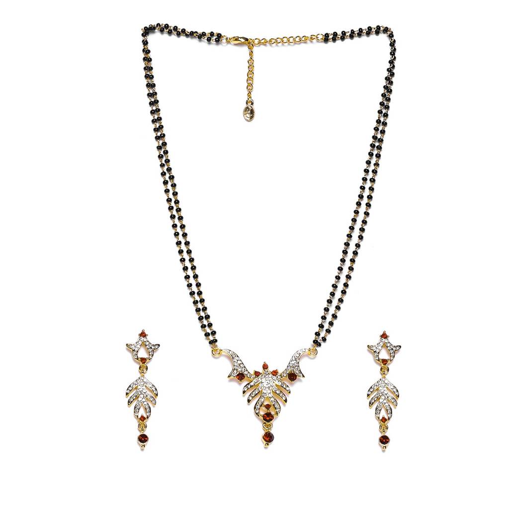 Estele Gold Plated Leafy Designer Mangalsutra Set With Austrian Crystals For Women : EMS14080077NKER