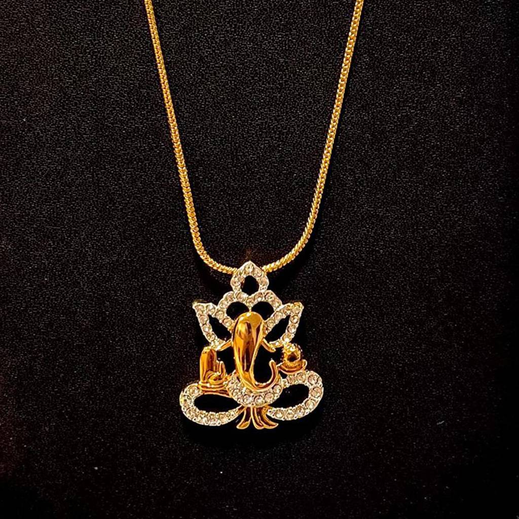 Estele Gold & Rhodium Plated Ganesh Pendant Locket Chain With Crystals For Women : 839PENDANT