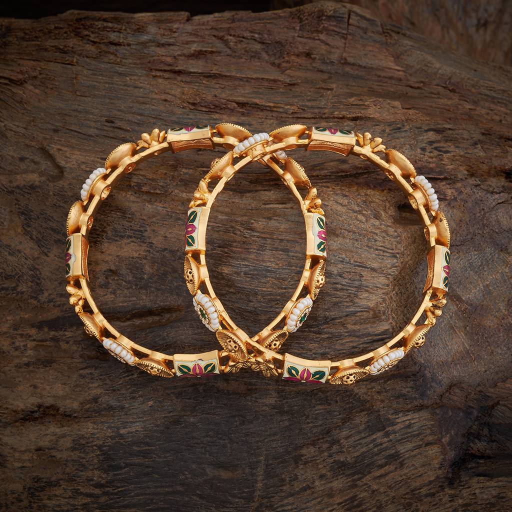 Kushal'S Fashion Jewellery Gold-Plated Antique Bangles : 412865