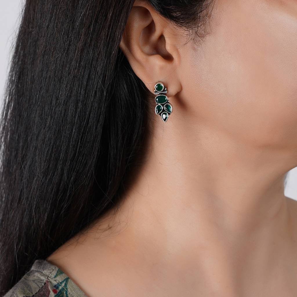Silver Emerald Earrings : SSE754