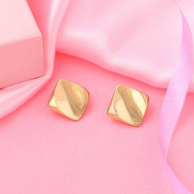 Estele Gold Plated Diamond Designer Stud Earrings For Women : 672707ER