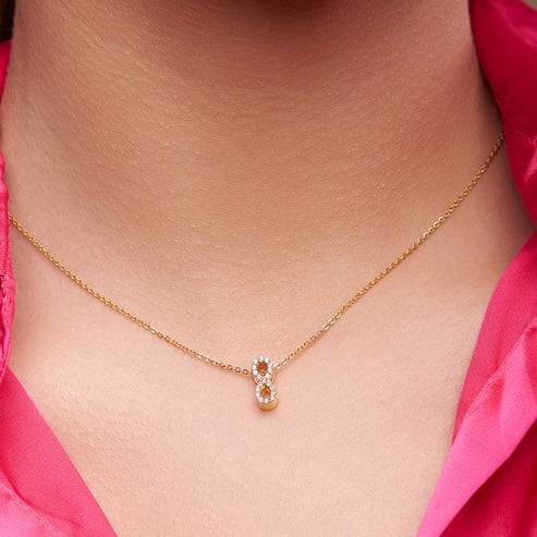18K Gold Vermeil Pavã© Infinity Pendant And Earring Set For Her | Gift For Womens And Girls : KES0026_KNC0022