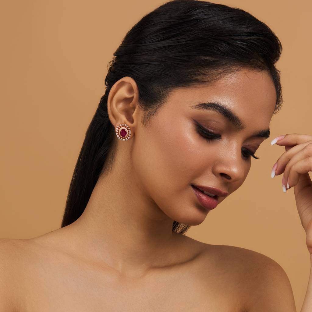 Kushal'S Fashion Jewellery Ruby Gold-Plated Party Wear Zircon Earring-177144 : 424640