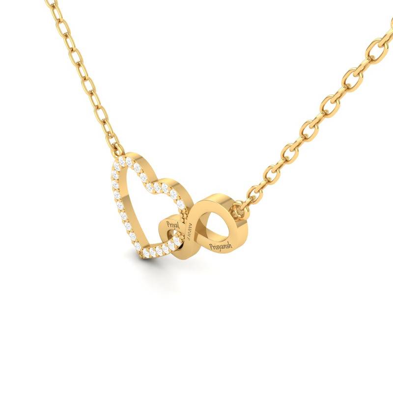 Personalized Heart & Infinity Moissanite Necklace : TGDP-204-Y