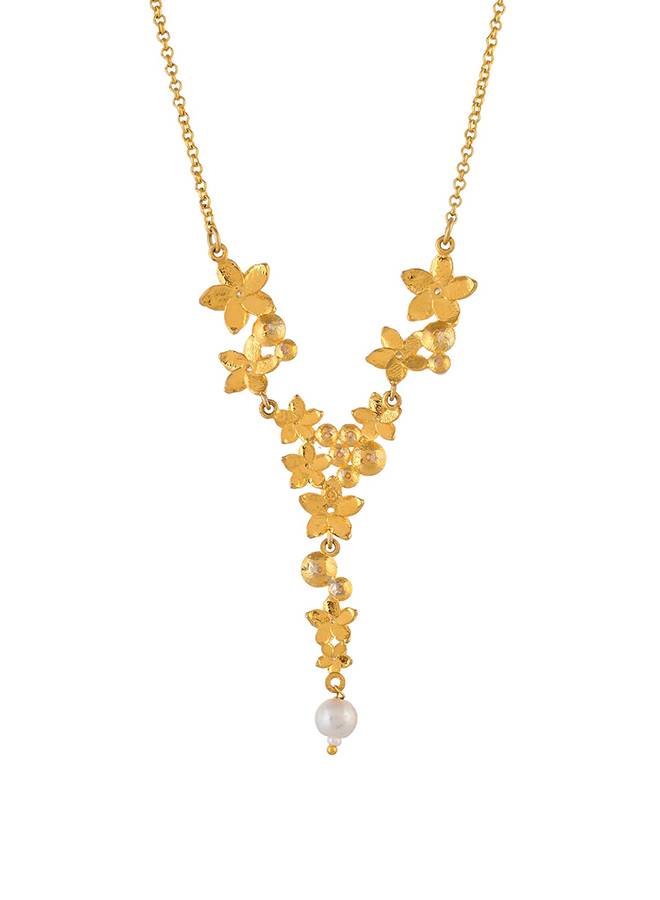 Voylla Hawaii Plumeria Pearl  Necklace : 8905124521665