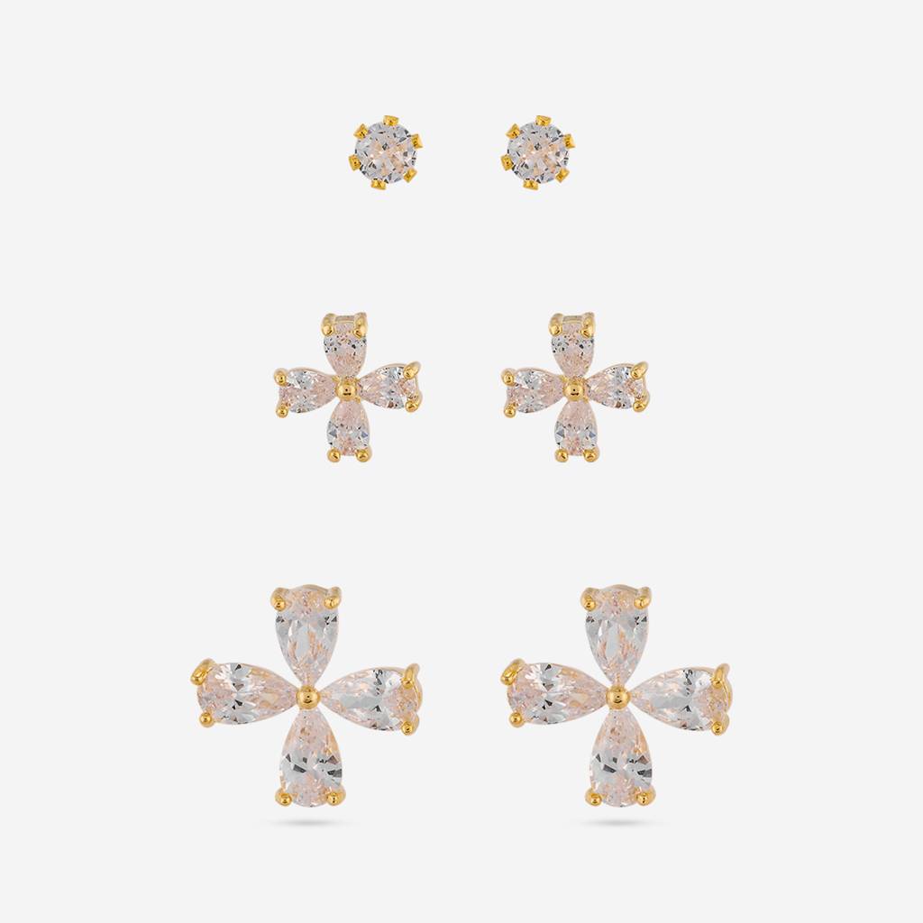 White Gold-Plated Party Zircon Studs - 460190 : 460190