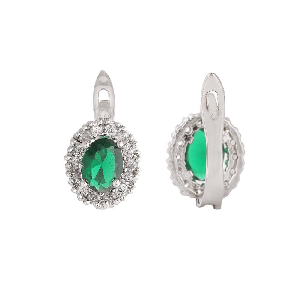 Estele Rhodium Plated Cz Fascinating Flower Shaped Stud Earrings For Women : AD-113734-IRER