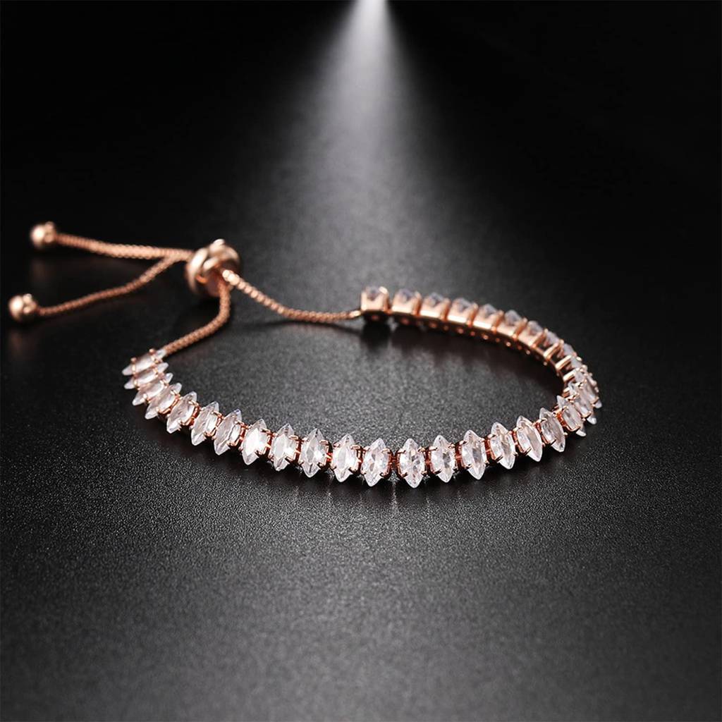 American Diamond Studded Plated Tennis Bracelet Fashion Adjustable Stylish Jewellery Gift For Women & Girls : PX8B59C