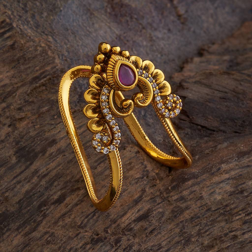 Kushal'S Fashion Jewellery Ruby Gold-Plated Ethnic Copper Antique Finger Ring-177820 : 426157