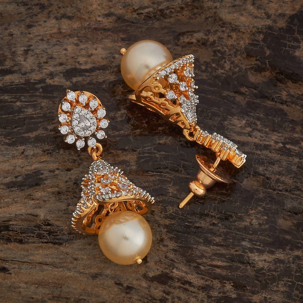 Kushal'S Fashion Jewellery White Rhodium-Plated Party Zircon Jhumkas-184447 : 440499
