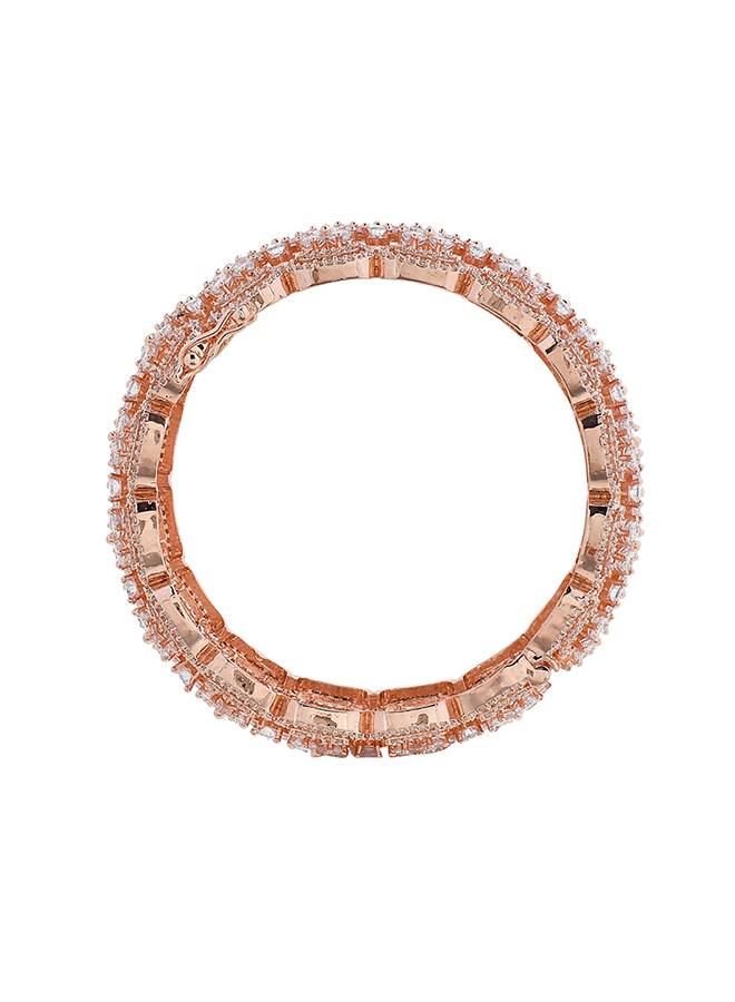 Sparkling Elegance Royal Cutwork Rose Gold Bangles : 8905124497007