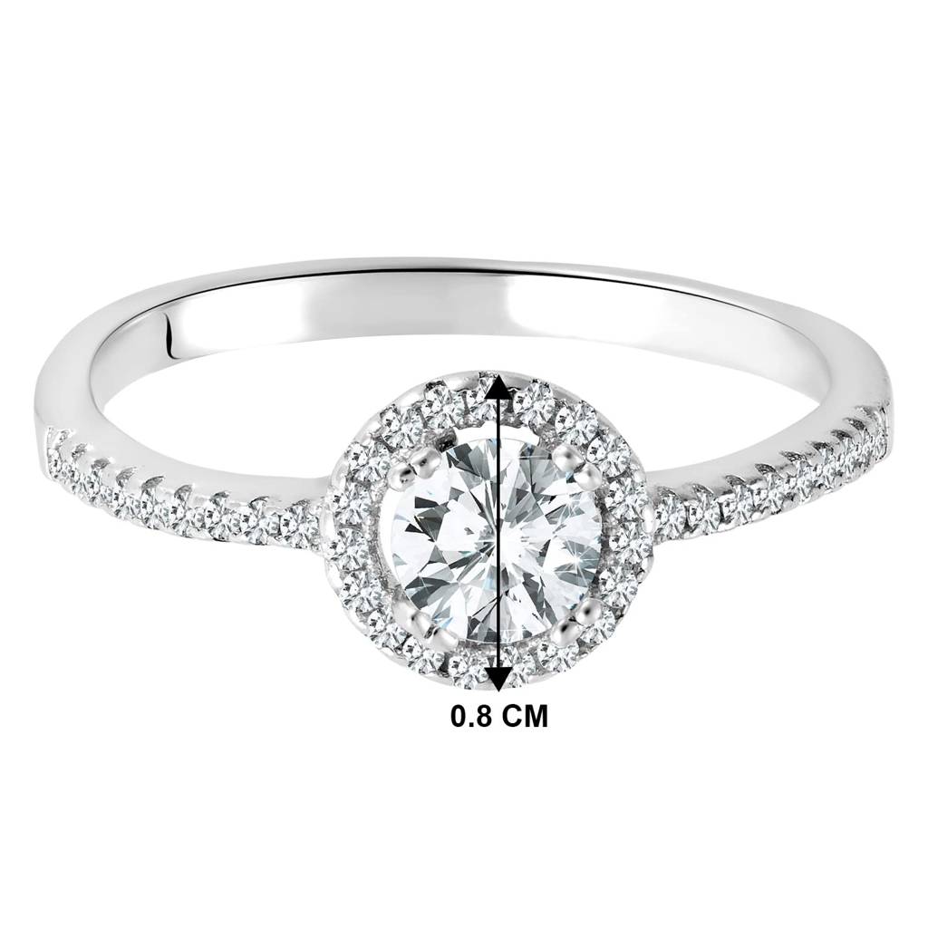925 Sterling Silver Rhodium Plated Classic Shimmering Cz Ring For Women & Girls : PF23R15-8