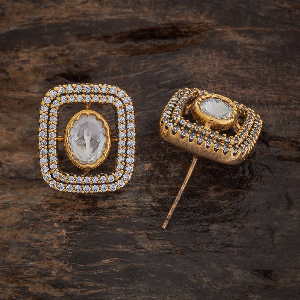 Kushal'S Fashion Jewellery White Victorian-Plated Ethnic Kundan Studs -415254 : 415254
