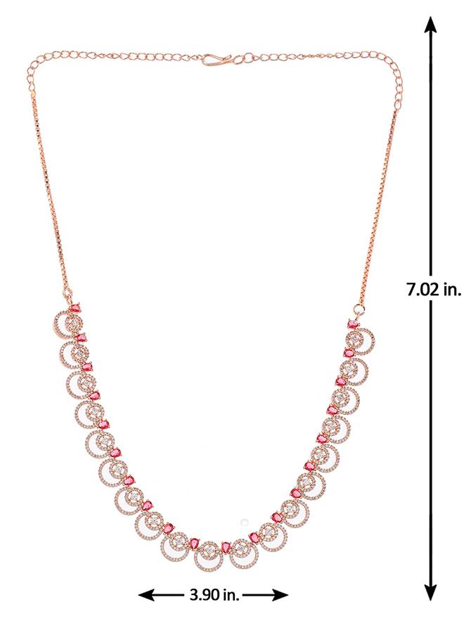 Cz Elegance Rose Plated Necklace Set : 8905124477818
