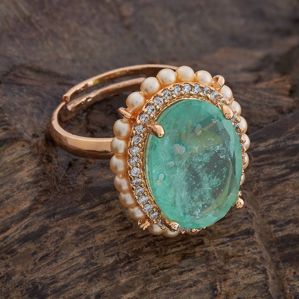 Kushal'S Fashion Jewellery Gold-Plated Party Wear Zircon Finger Ring-177158 : 424687