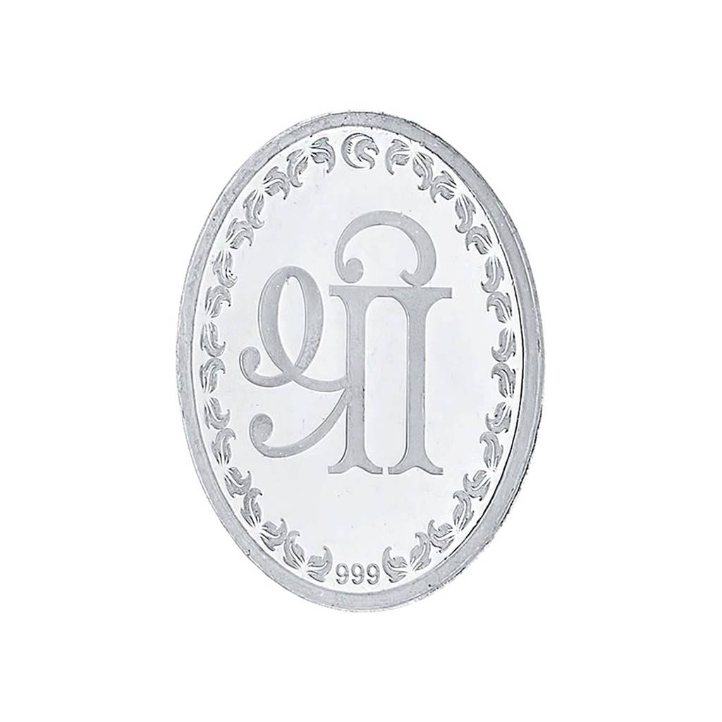 Sri Jagdamba Pearls 20 Grams 99.9%  Ganesh Oval  Silver Coin : JPSEP-16-052-20