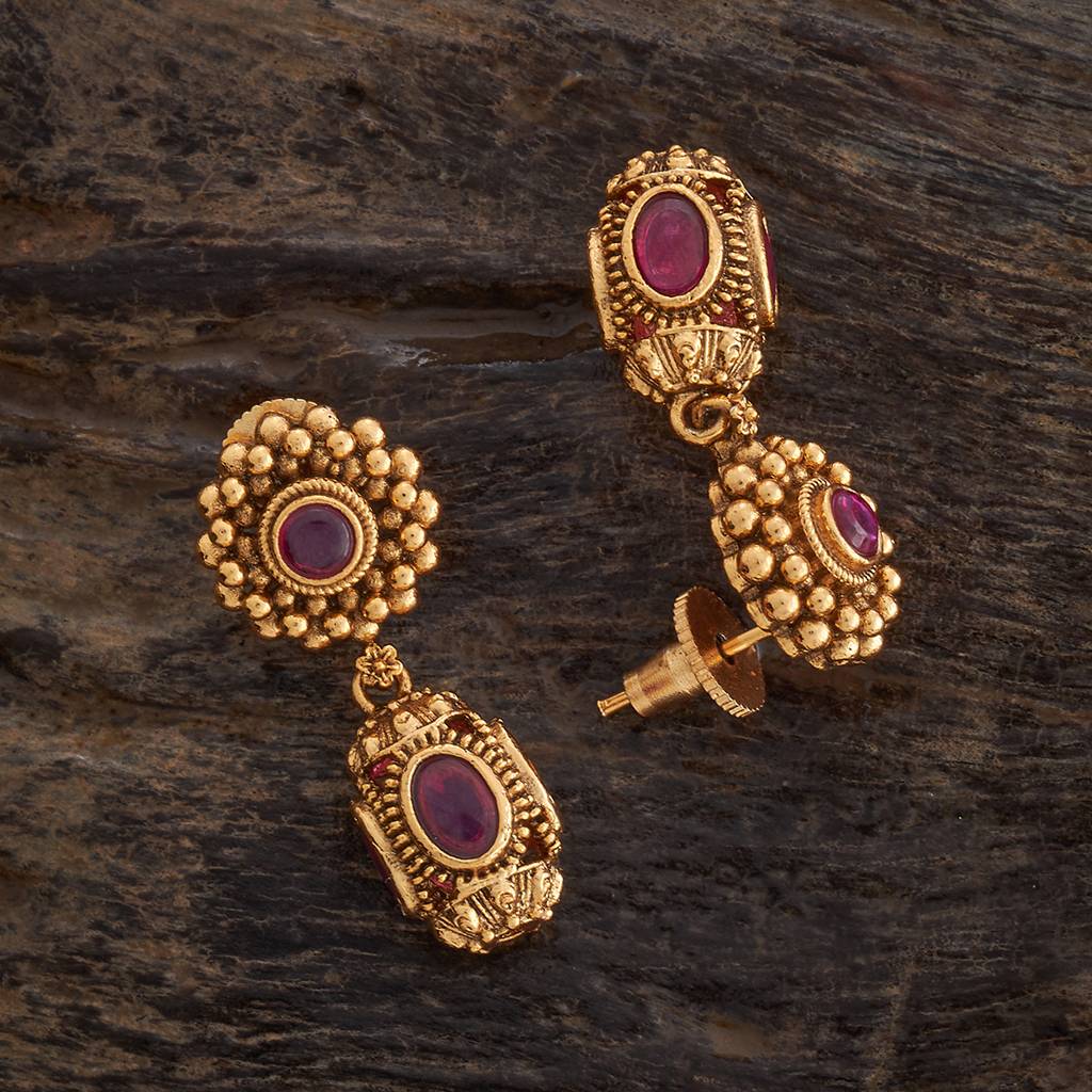 Kushal'S Fashion Jewellery Ruby Gold-Plated Ethnic Antique Earring Drop Earrings-181496 : 433693