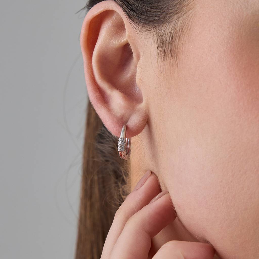 Kushal'S Fashion Jewellery White Rhodium-Plated Party Zircon Hoops & Huggies - 438616 : 438616