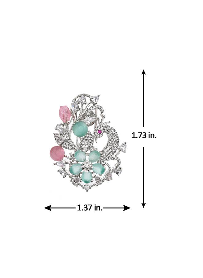 Sparkling Elegance Pink Peacock Design Earings : 8905124499575
