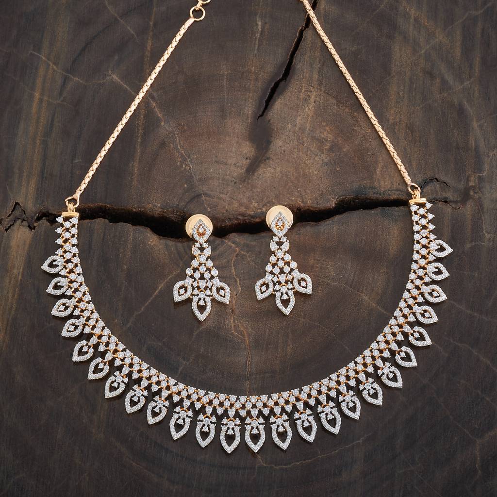 Kushal'S Fashion Jewellery White Rhodium Gold-Plated Party Wear Zircon Necklace-177079 : 424466