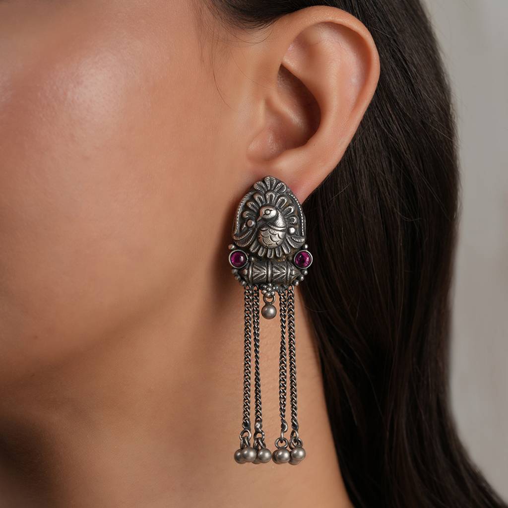 Peacock Silver Earrings : SSE848