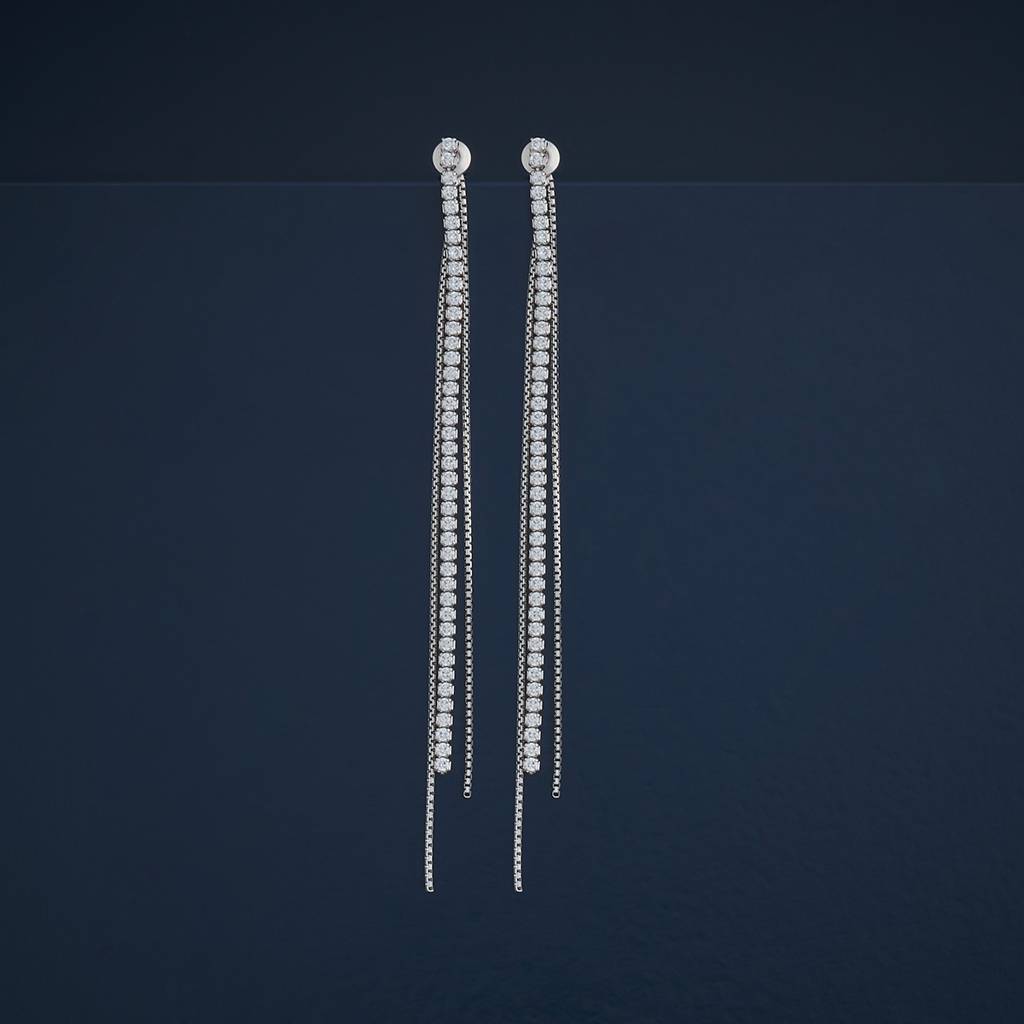 Kushal'S Fashion Jewellery White Rhodium-Plated Party Zircon 92.5 Sterling Silver Drop Earrings-183055 : 439795