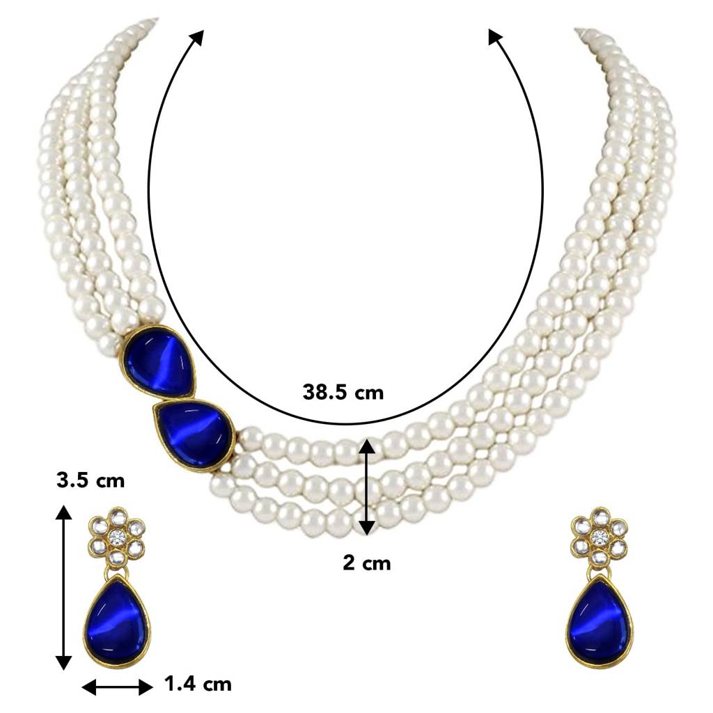 Pearl Mala Necklace & Earrings For Women Girls Traditional Ethnic Jewellery Set-Pf26N1145 : PF26N1145B