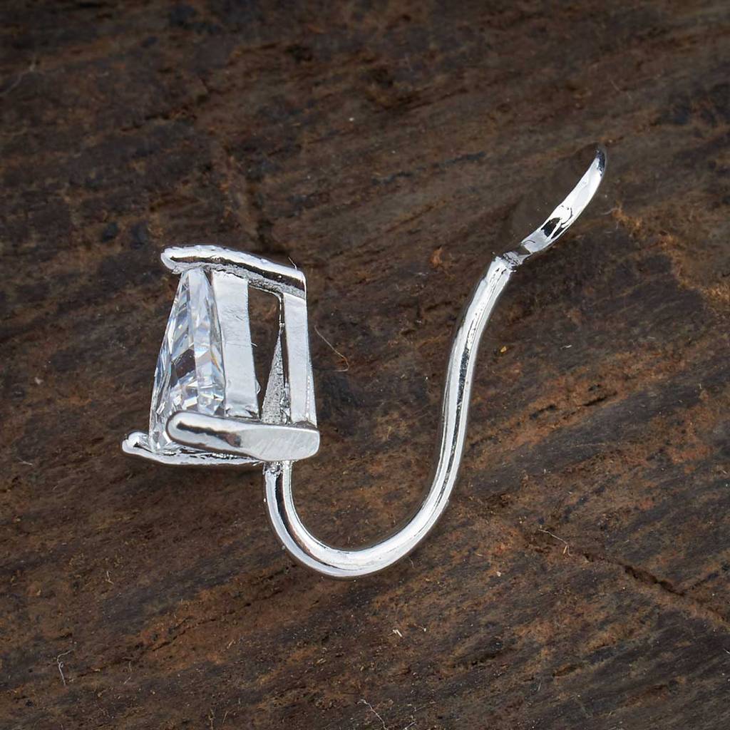 Kushal'S Fashion Jewellery White Gold-Plated Party Zircon Nosepin-392813 : 392813