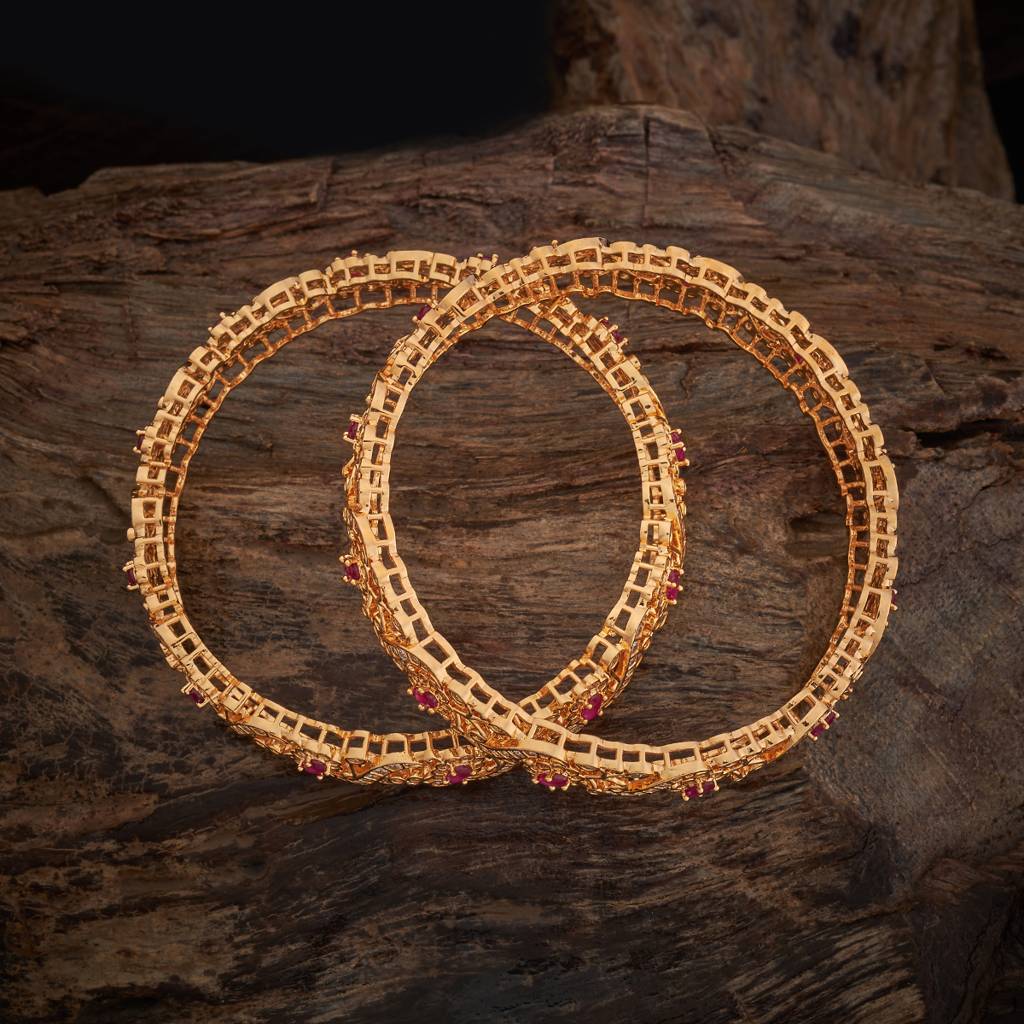Kushal'S Fashion Jewellery Ruby Gold-Plated Party Zircon Bangle-184915 : 447804