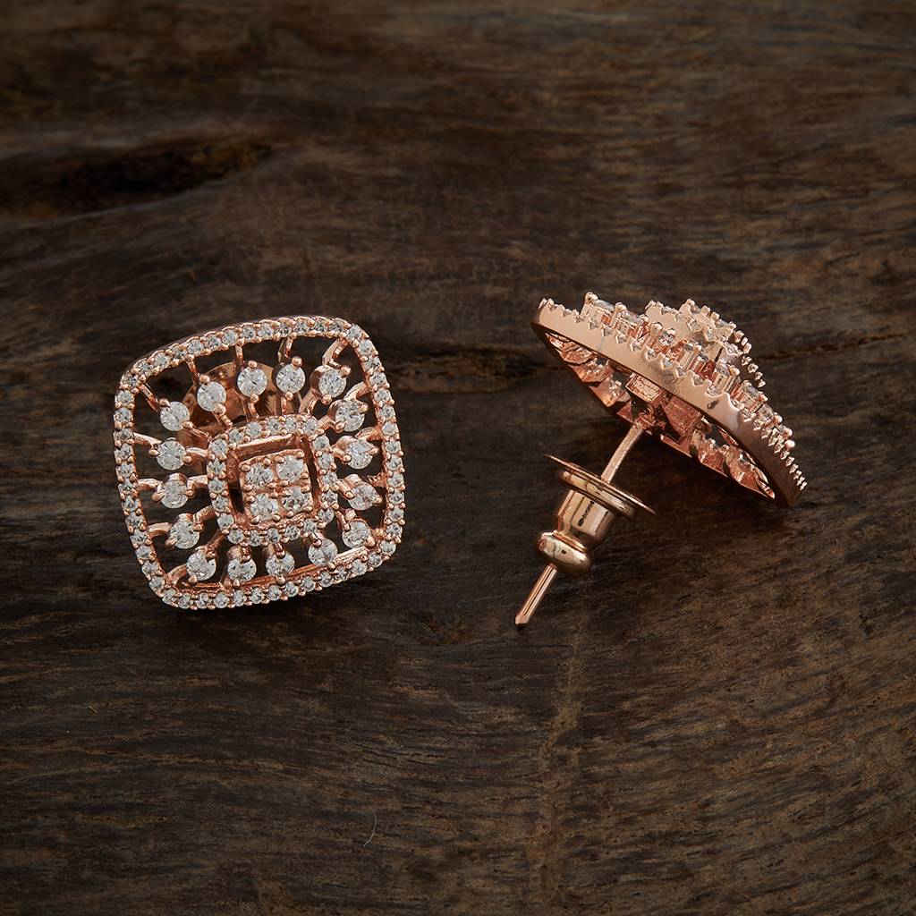 Kushal'S Fashion Jewellery White Rose Gold-Plated Party Zircon Studs-173118 : 415708