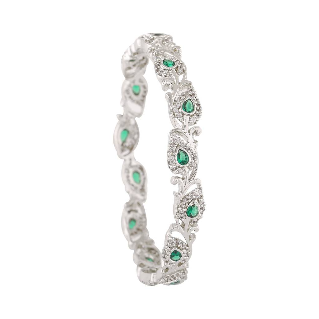 Estele Rhodium Plated Cz Leafy Designer Bangle For Women : AD-002-IRBANGLE