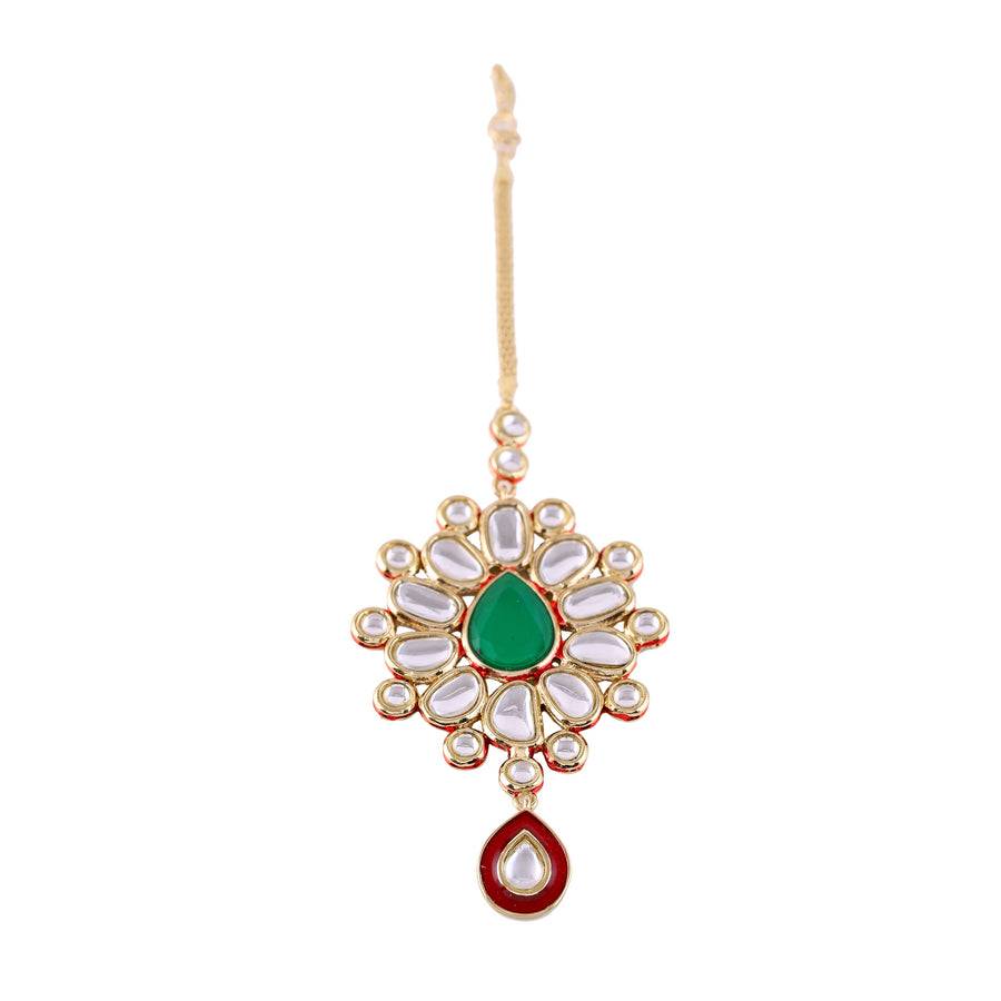 Estele Gold Plated Traditional Flower Designer Kundan Maang Tikka For Women : 024-IGTIKKA
