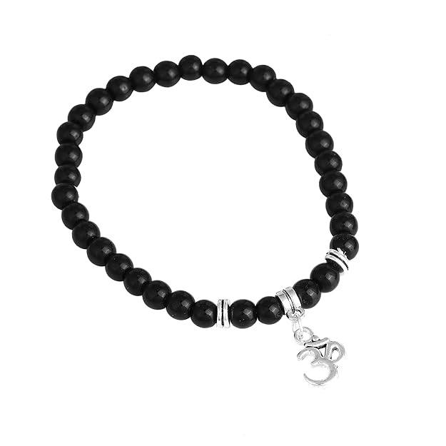 Gehena By Estele Fashion Jewelry Combo Bracelet For Men & Unisex: Elegant Black Bead Bracelet With Om Pendan : OSAK004-2TNBKBR