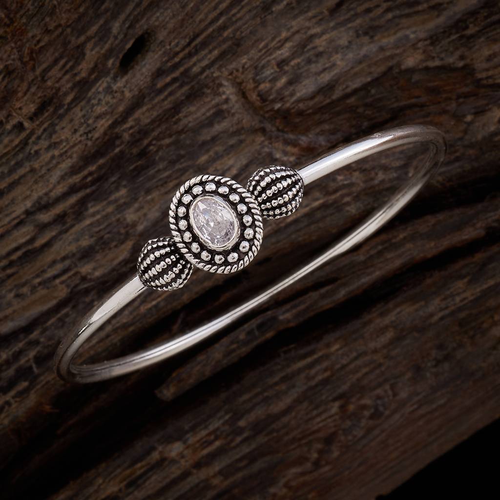 Kushal'S Fashion Jewellery Silver-Plated Ethnic Silver Temple Kada-158243 : 435876